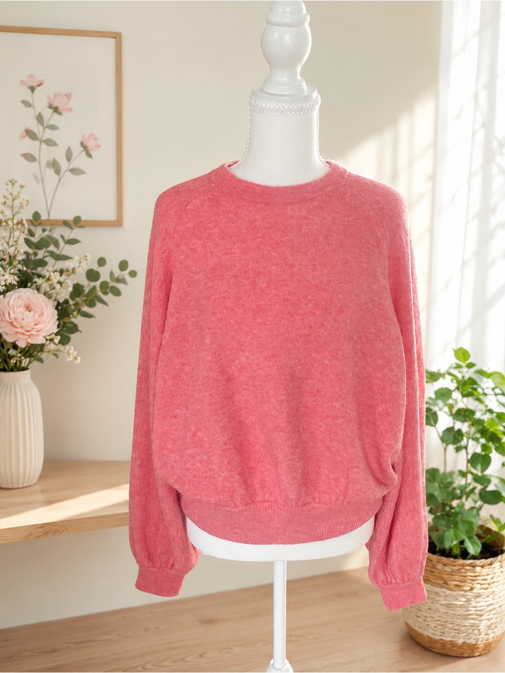 J.Crew Pink Wool Alpaca Balloon Sleeve Sweater Size L